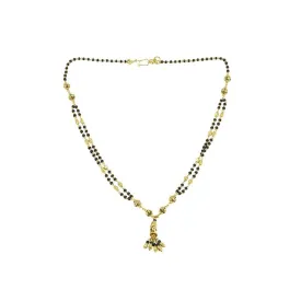 22K Yellow Gold Chain W/ Double Strand & Multi Bead Hanging Pendant