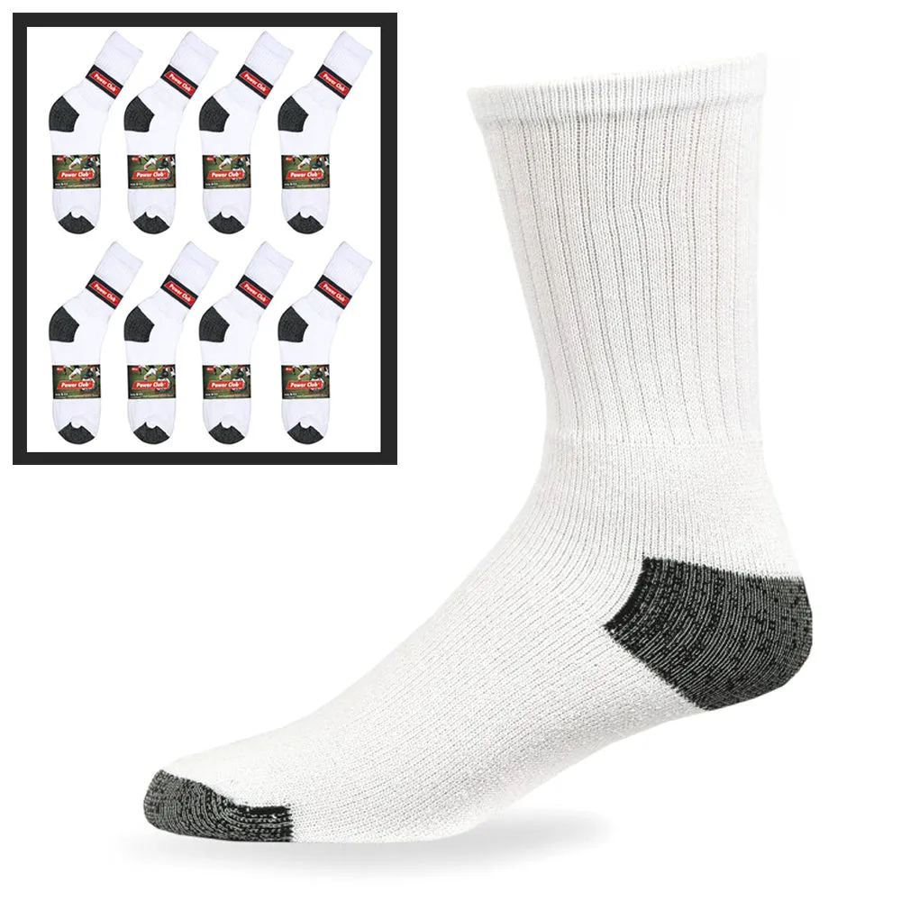 8X Pairs Mens Sports Crew Socks Cotton Calf Cushioned Athletics White Size 10-13