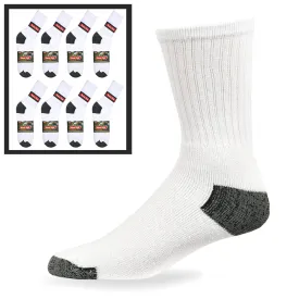 8X Pairs Mens Sports Crew Socks Cotton Calf Cushioned Athletics White Size 10-13