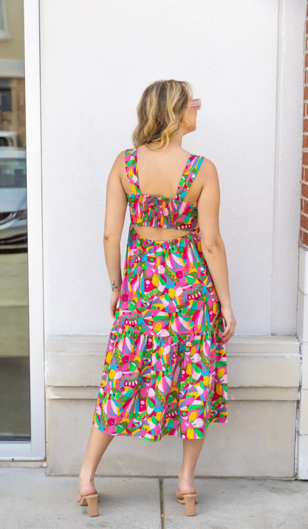 ABSTRACT MIDI DRESS