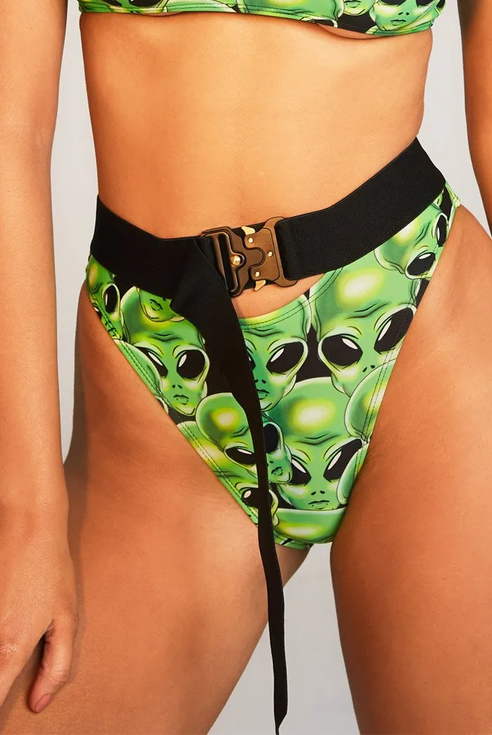 Alien Print High Waist Bikini Bottoms