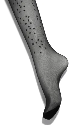 All The Stars Embroidered Mesh Tights - Black