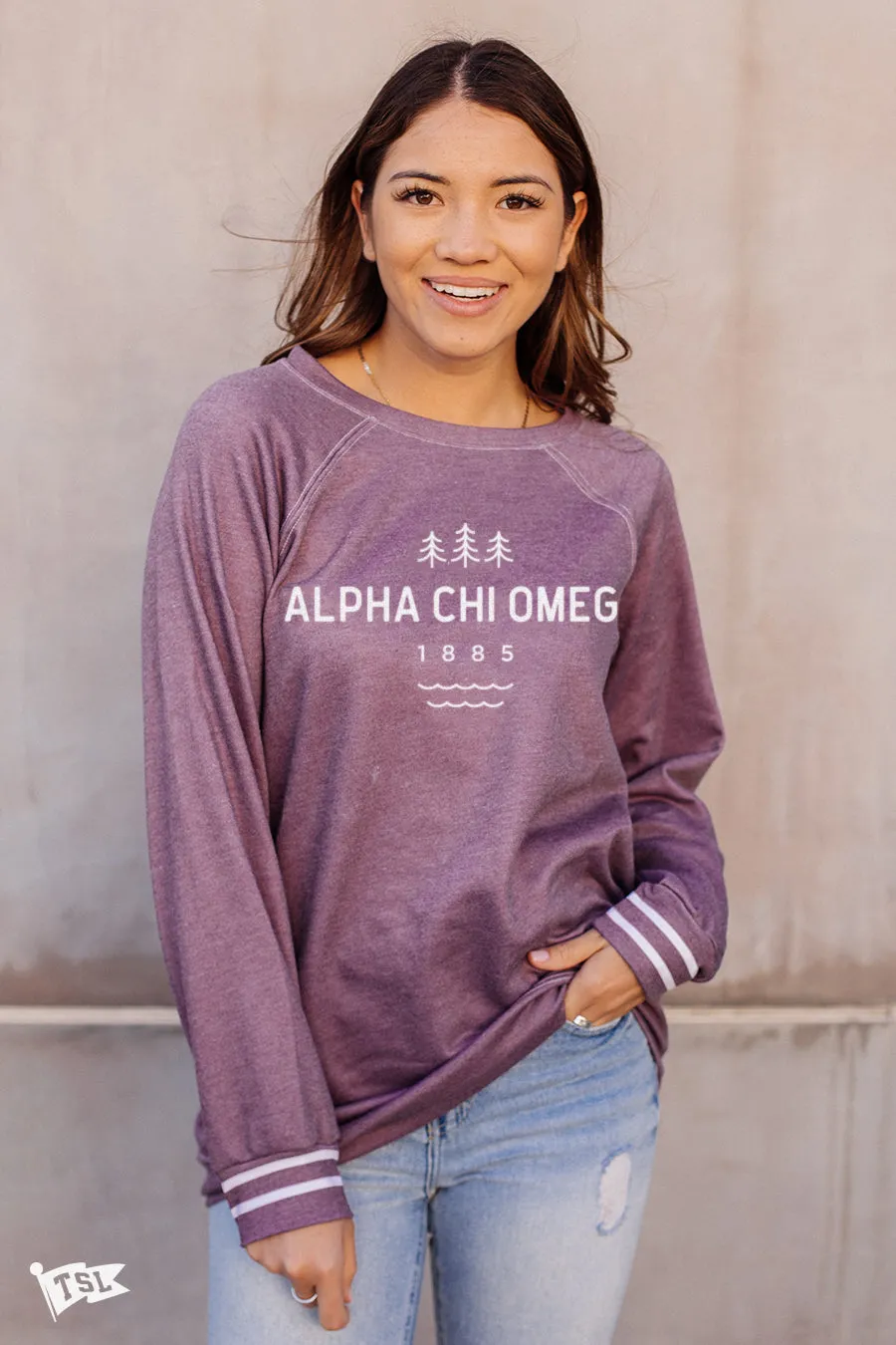 Alpha Chi Omega Lakeside Raglan Crewneck