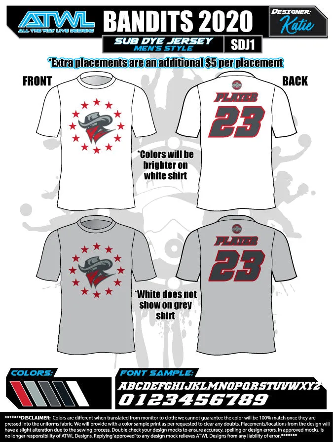 Bandits 9U 2020 Men's Sub Dye Jersey