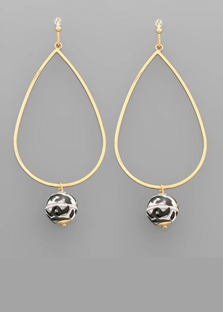 Basma Ceramic Ball Earrings- Black/Gold