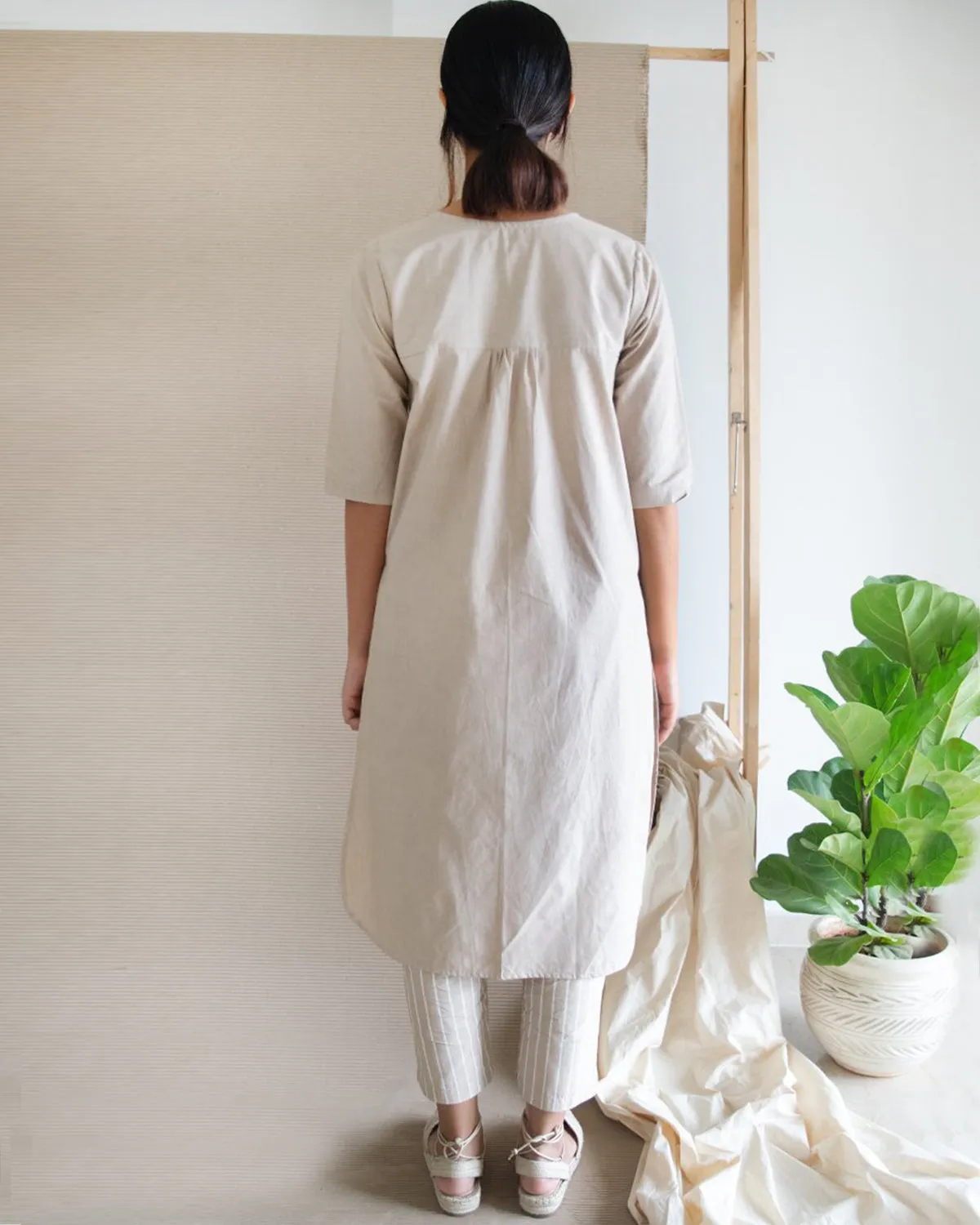 Beige Hand Block Tunic