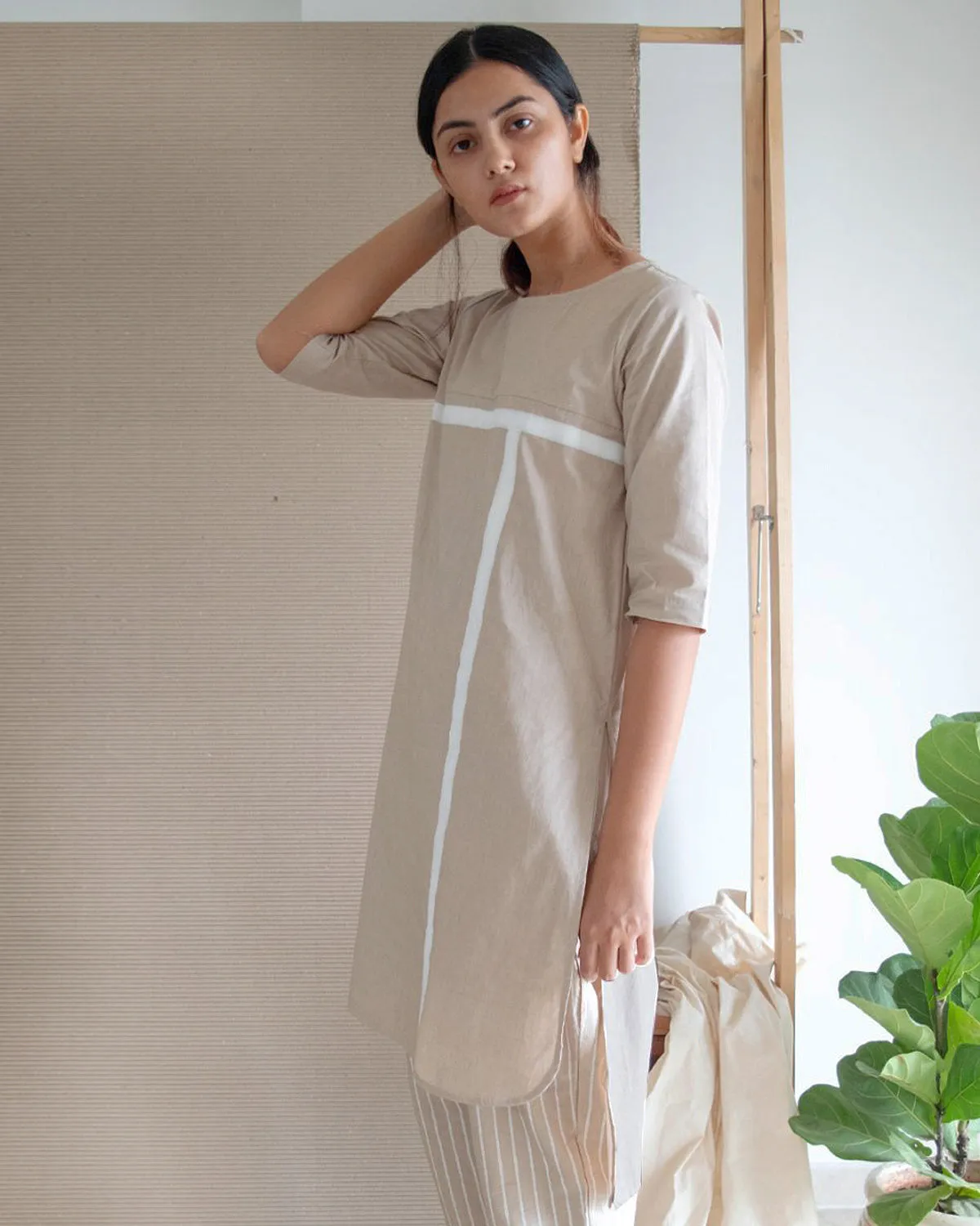 Beige Hand Block Tunic