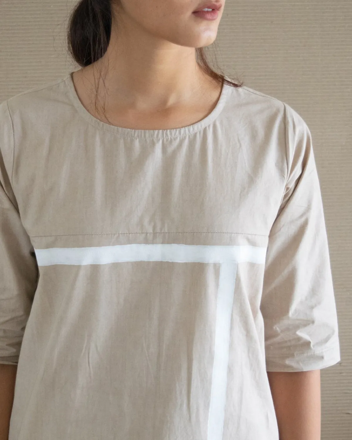 Beige Hand Block Tunic