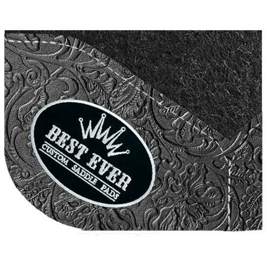 Best Ever 1" OG Pad with Black Floral Wear Leathers and Silver Patch 32"x32"