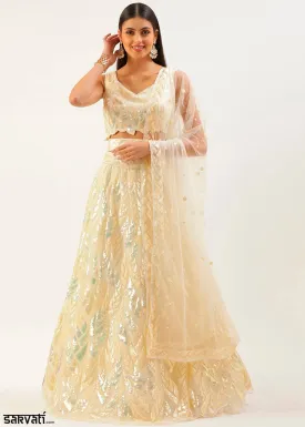 Blonde Yellow Net Lehenga with All-Over Sequins  Glam Look for Bridesmaids