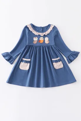 Blue owl french knot dress
