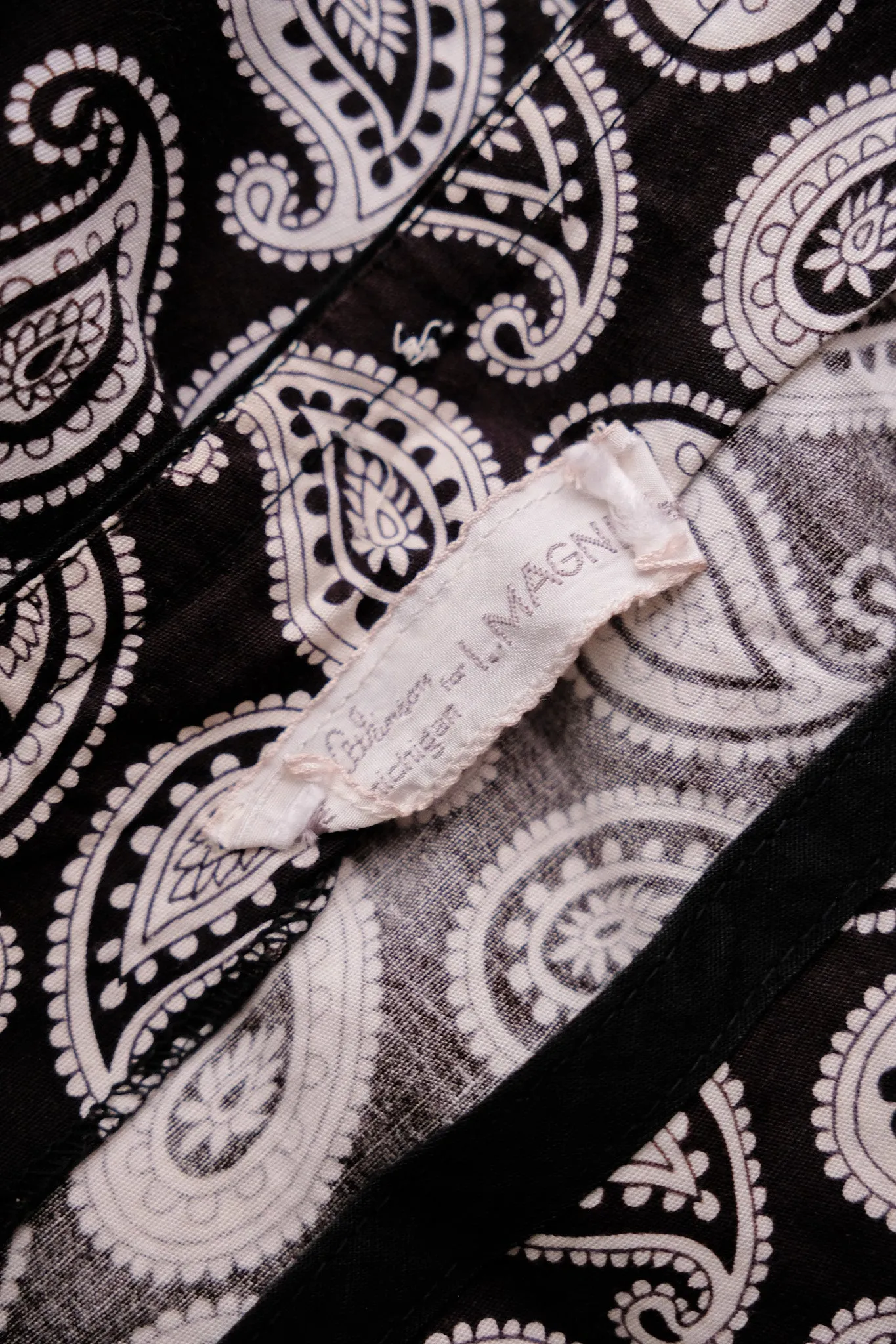 Bohemian 1970's Black & White Paisley Print Cotton Dress / Sz ML