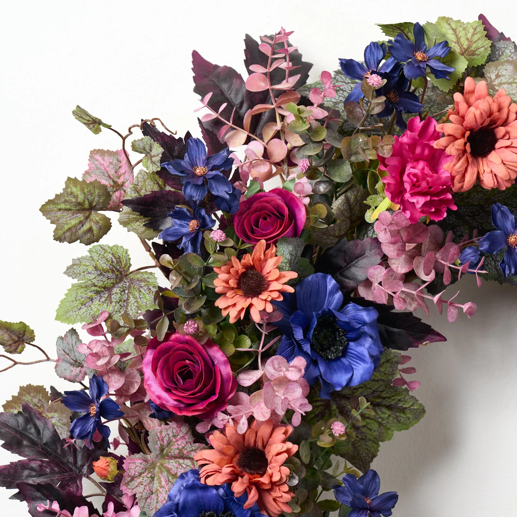 Bohemian Beauty -  Mixed Anemone, Daisy, & Peony Blooms Front Door Fall Wreath