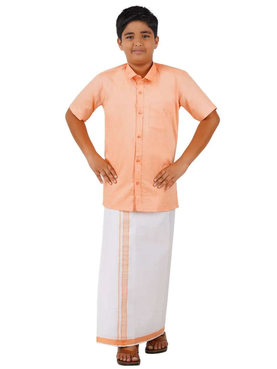 Boys Matching Dhoti & Shirt Combo Salmon OX27