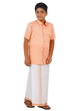 Boys Matching Dhoti & Shirt Combo Salmon OX27