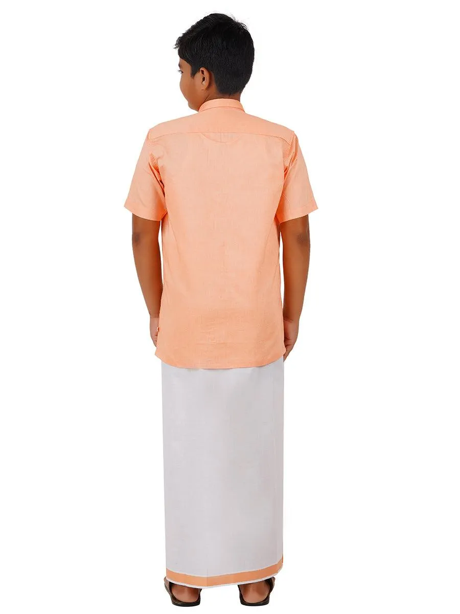 Boys Matching Dhoti & Shirt Combo Salmon OX27