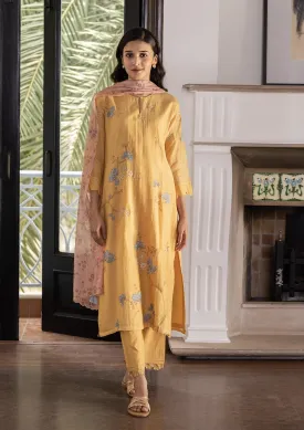 Canary Yellow Applique Kurta Set