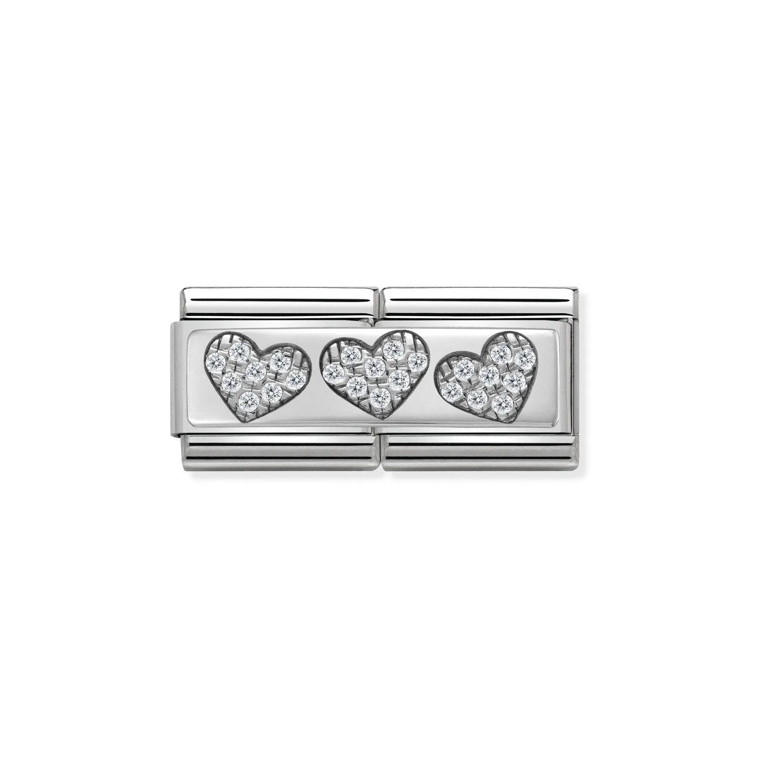Classic Silver & CZ Double Rich 3 Hearts  330732/02