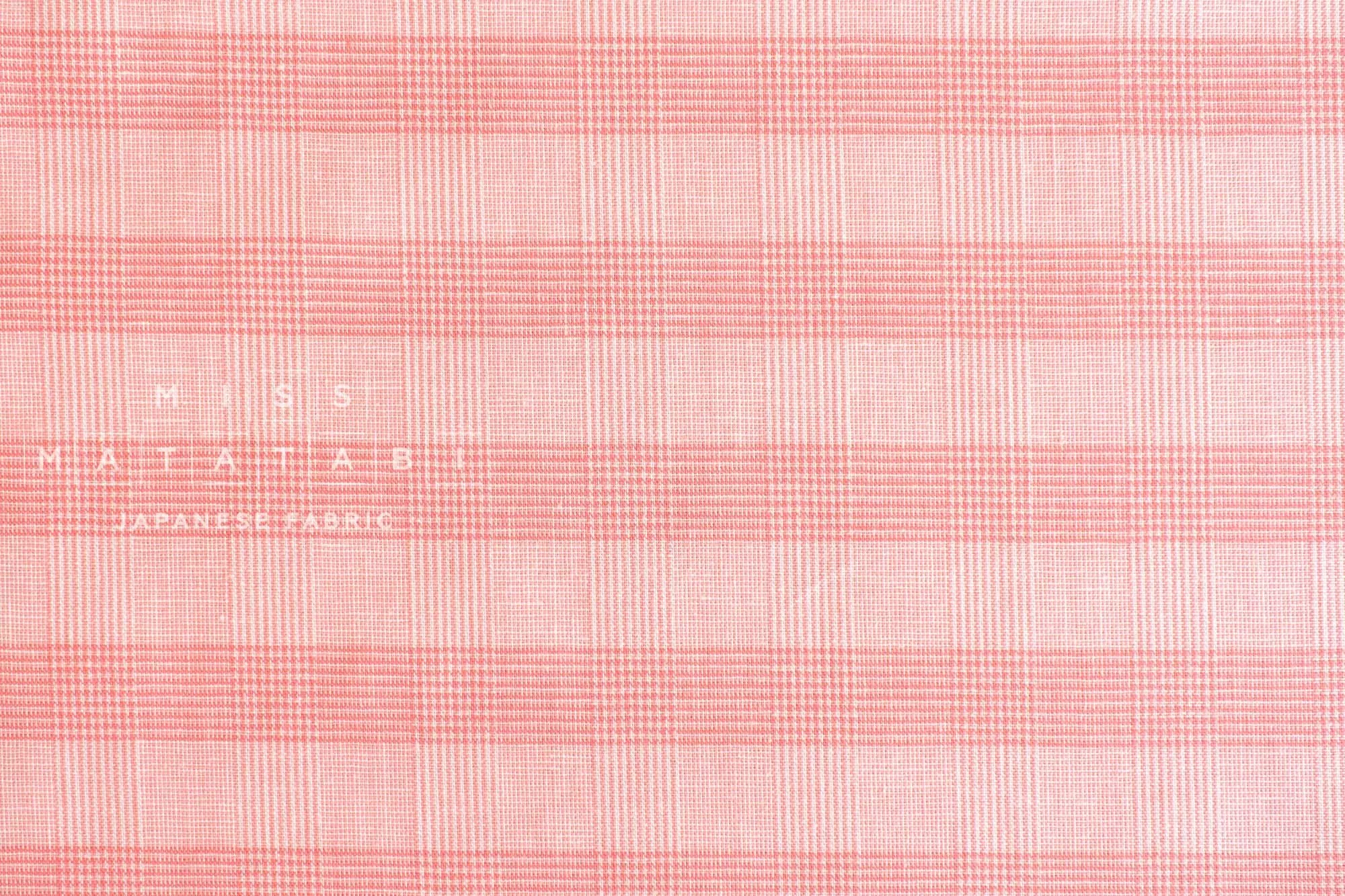 DEADSTOCK Yarn Dyed Tiny Houndstooth Plaid - coral pink