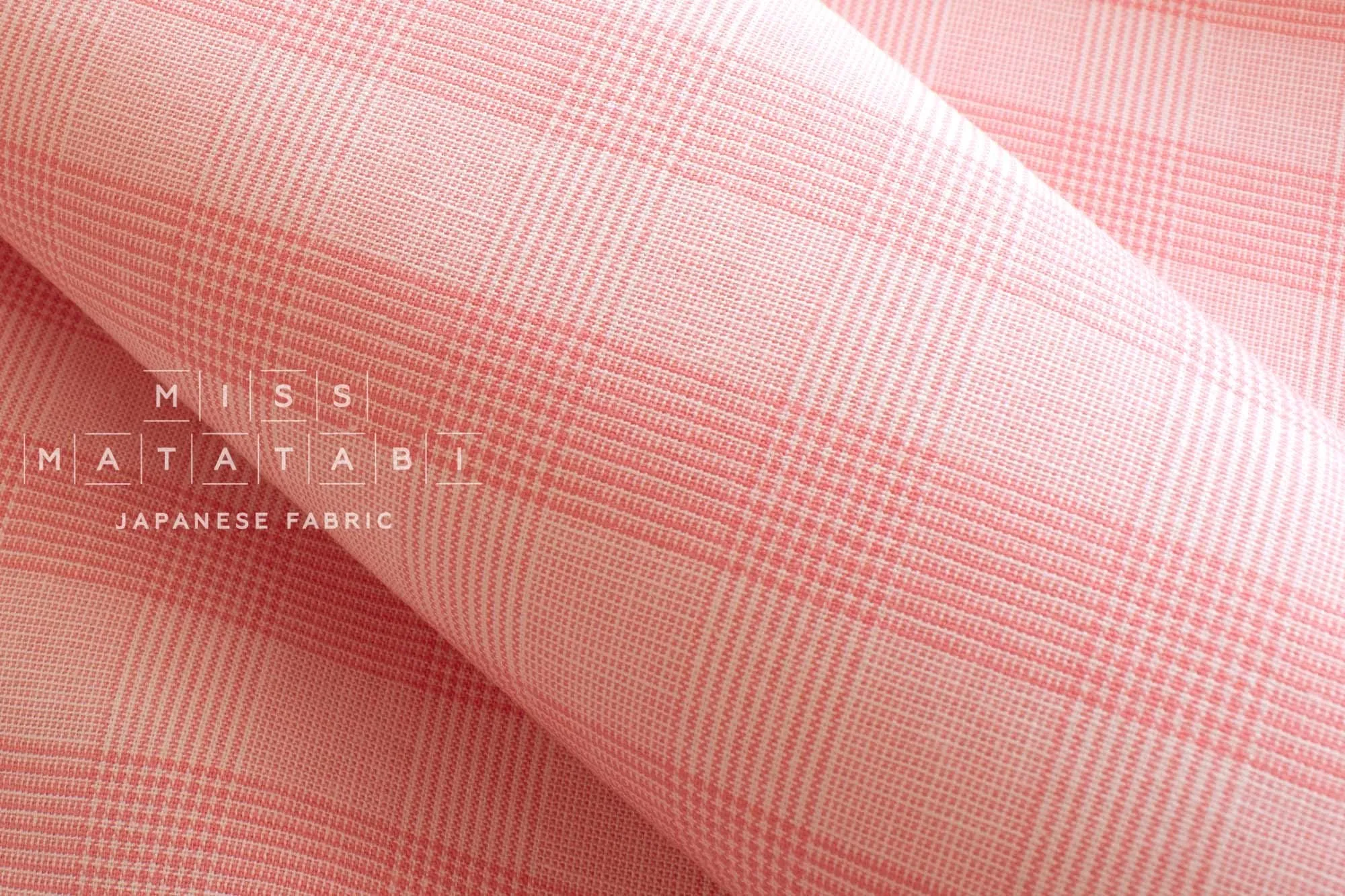 DEADSTOCK Yarn Dyed Tiny Houndstooth Plaid - coral pink