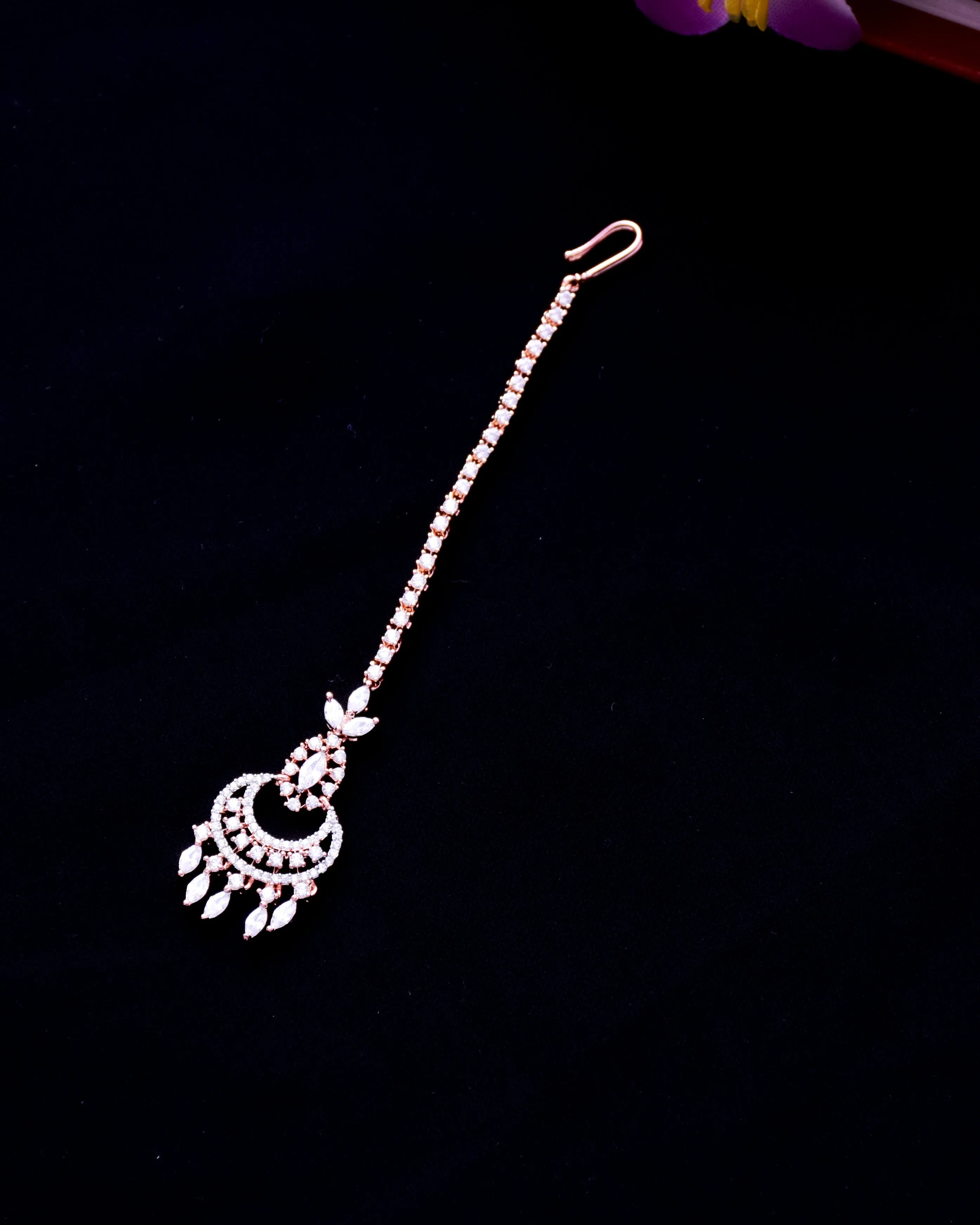 Designer American Diamond Maang Tikka For Wedding & Party (D87)