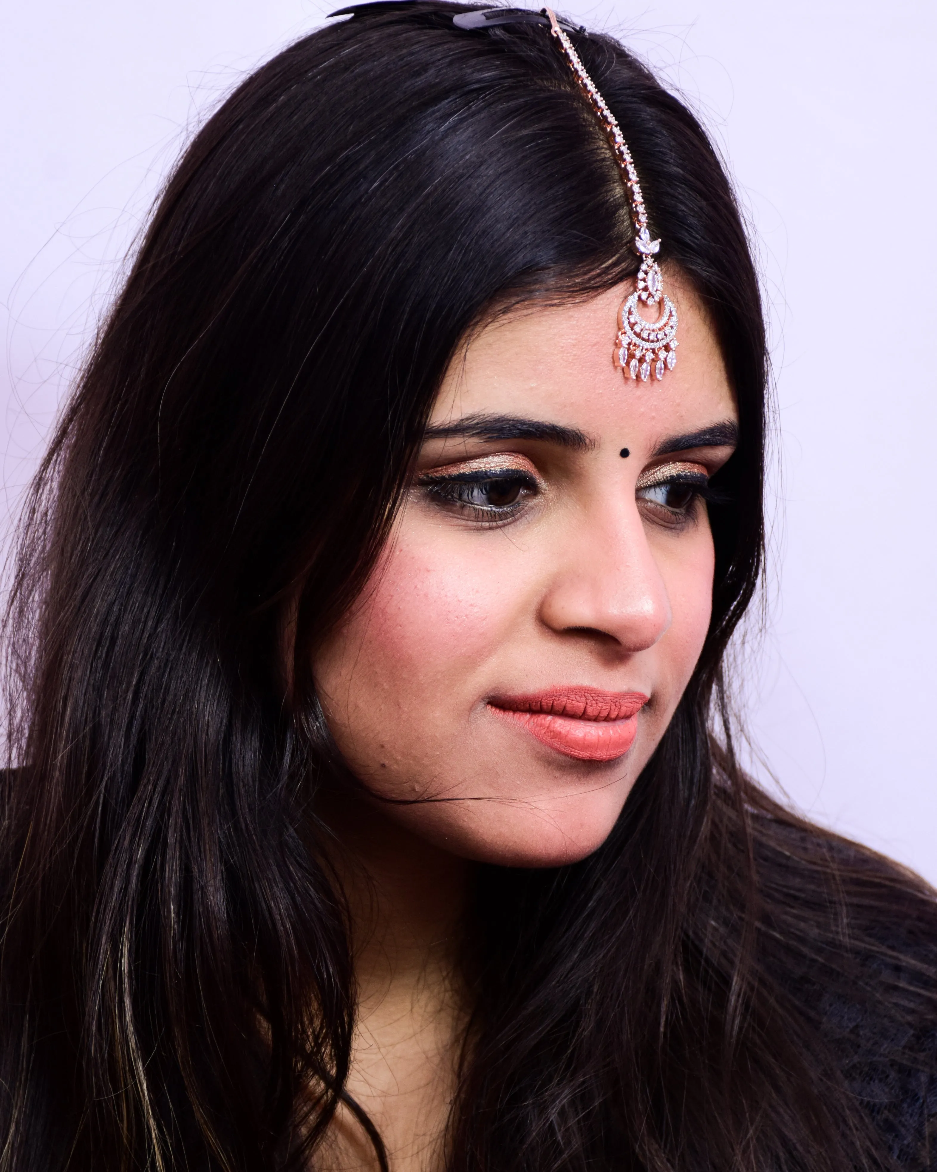 Designer American Diamond Maang Tikka For Wedding & Party (D87)