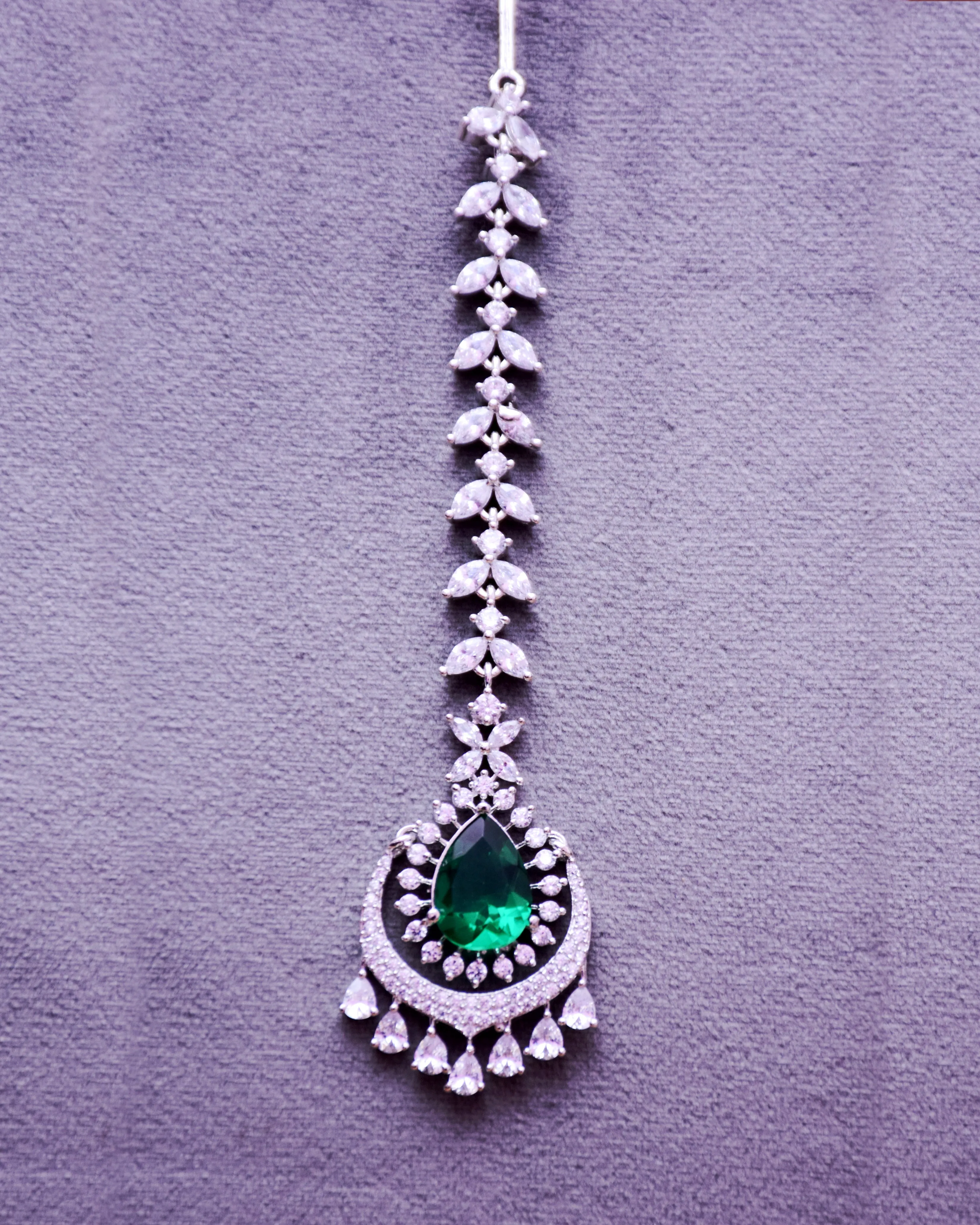 Designer American Diamond Maang Tikka For Wedding & Party (D88)