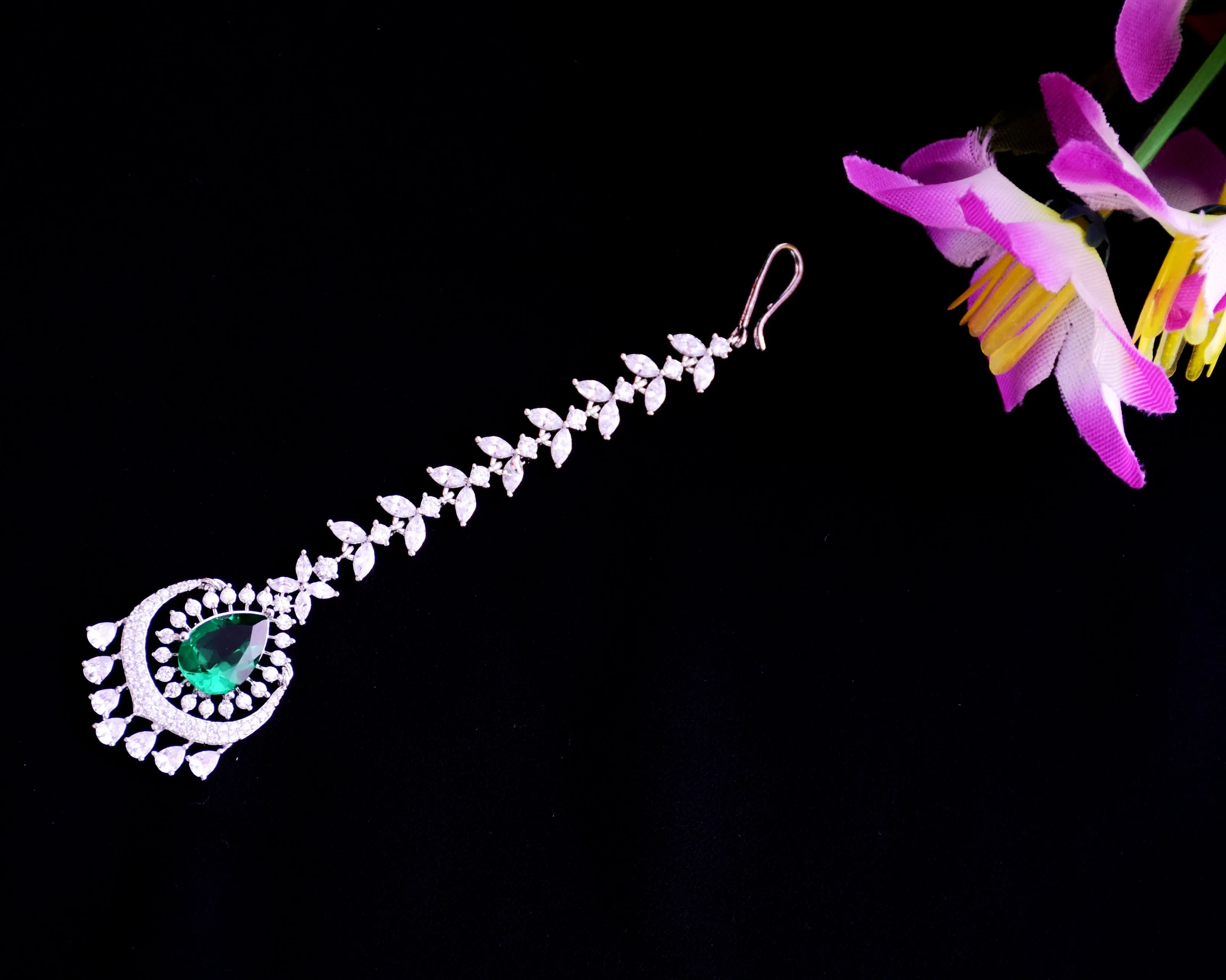 Designer American Diamond Maang Tikka For Wedding & Party (D88)