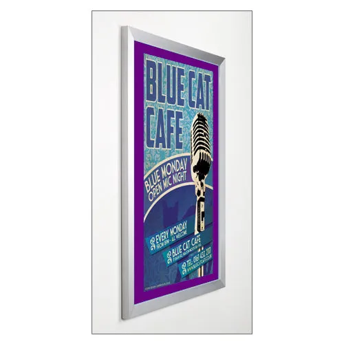Designer Euro-Style 8.5x11 Slide-in Frames for Posters, Signs, Menus, Photos, Documents   2" Wide Matboard Border