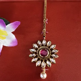 Designer Gold Plated Royal Kundan Maangtikka (D38)
