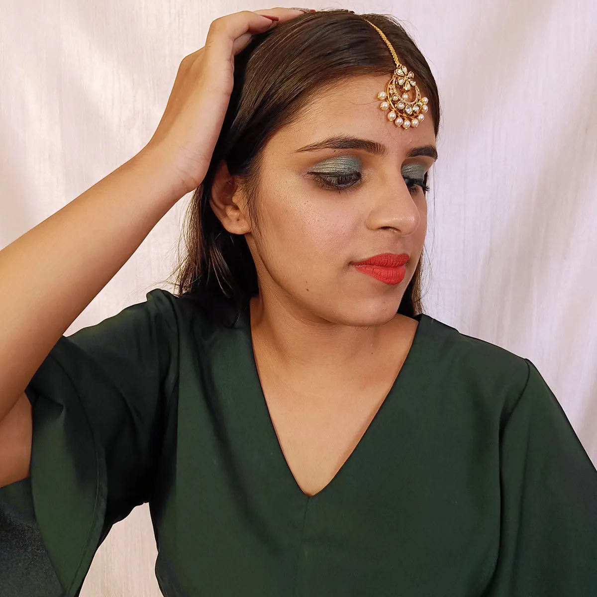 Designer Gold Plated Royal Kundan Maangtikka (D40)