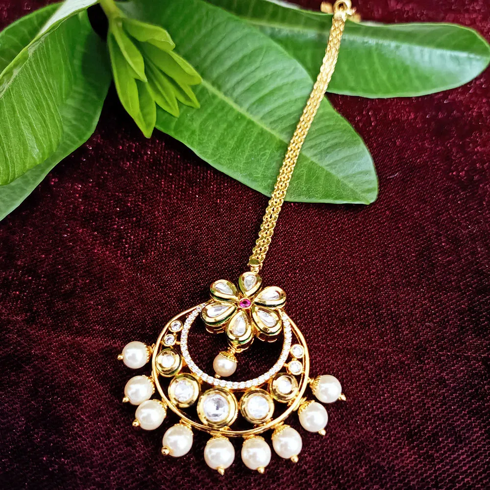 Designer Gold Plated Royal Kundan Maangtikka (D40)