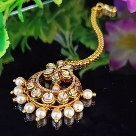 Designer Gold Plated Royal Kundan Maangtikka (D40)