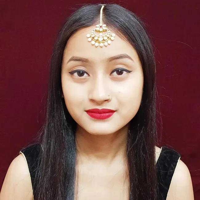 Designer Gold Plated Royal Kundan Maangtikka (D40)