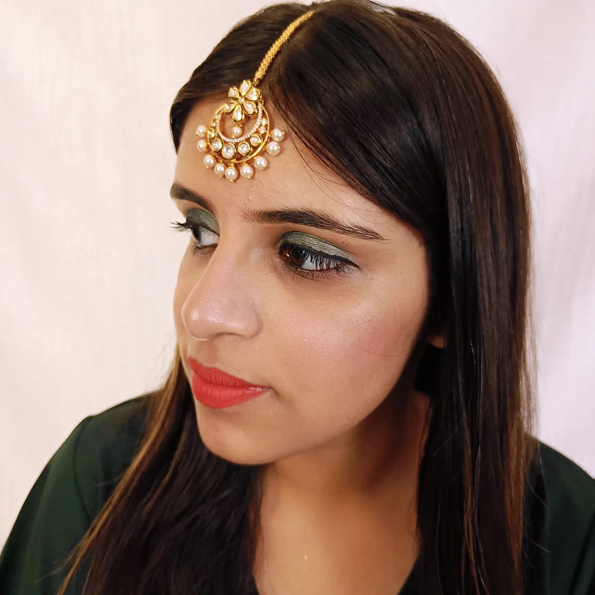 Designer Gold Plated Royal Kundan Maangtikka (D40)