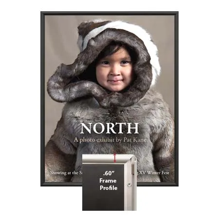 Economical MINI 36x36 Poster Snap Frame with .60" Wide Frame Profile - Flip Open, Fast Change