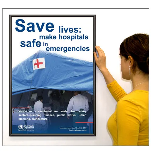 Economical MINI 36x36 Poster Snap Frame with .60" Wide Frame Profile - Flip Open, Fast Change