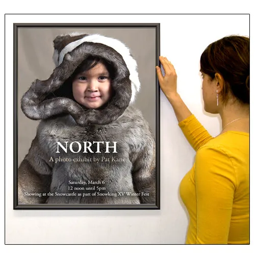 Economical MINI 36x36 Poster Snap Frame with .60" Wide Frame Profile - Flip Open, Fast Change