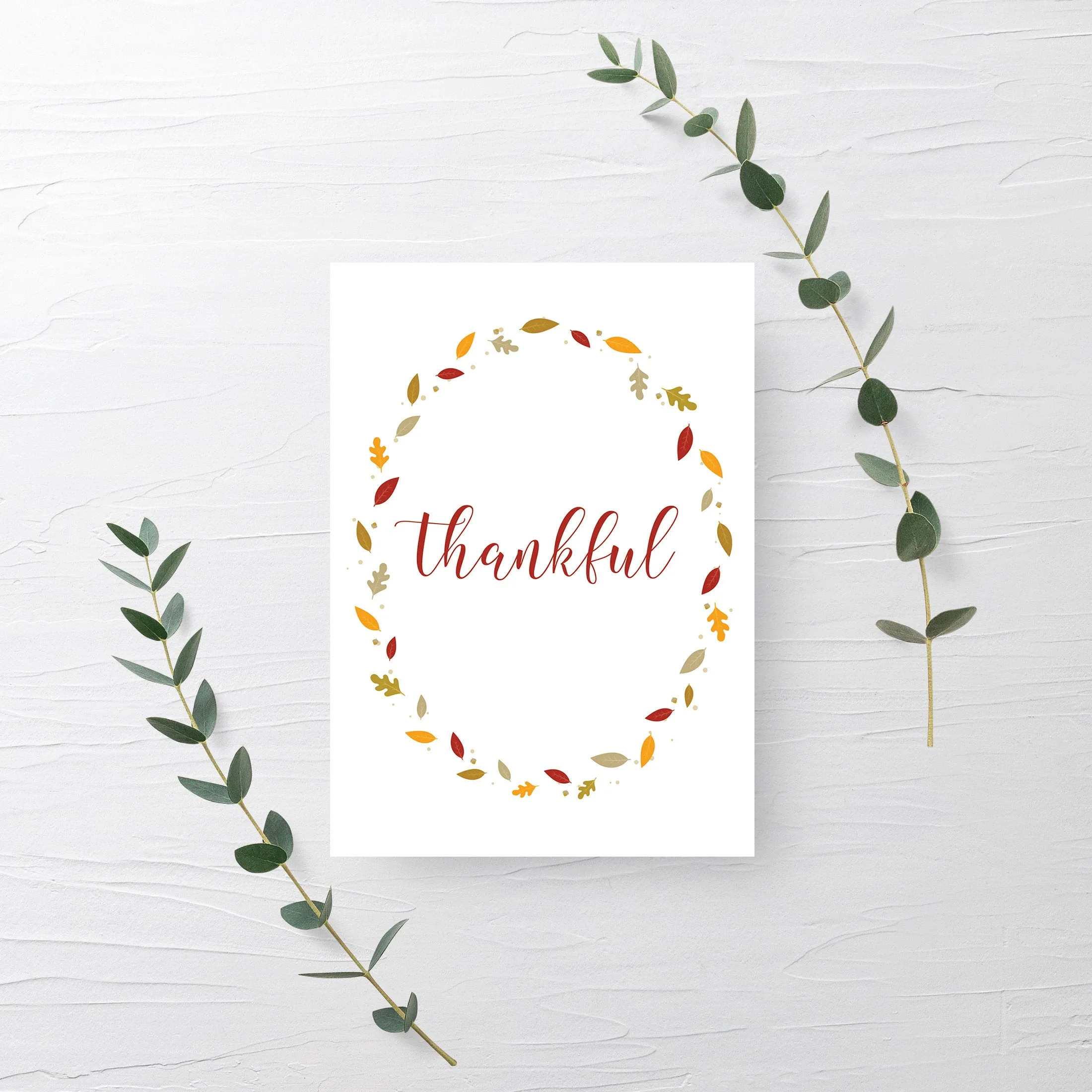 Fall Leaves Thankful Sign Printable, Thanksgiving Sign, Fall Art, INSTANT DOWNLOAD - FL100