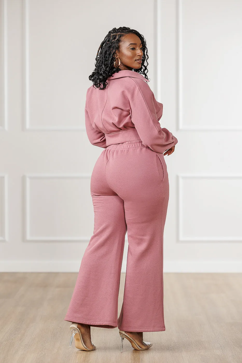 FINAL SALE - Quinnley Seamed Flare Pants - Old Rose