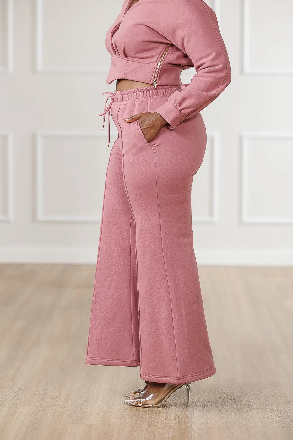 FINAL SALE - Quinnley Seamed Flare Pants - Old Rose