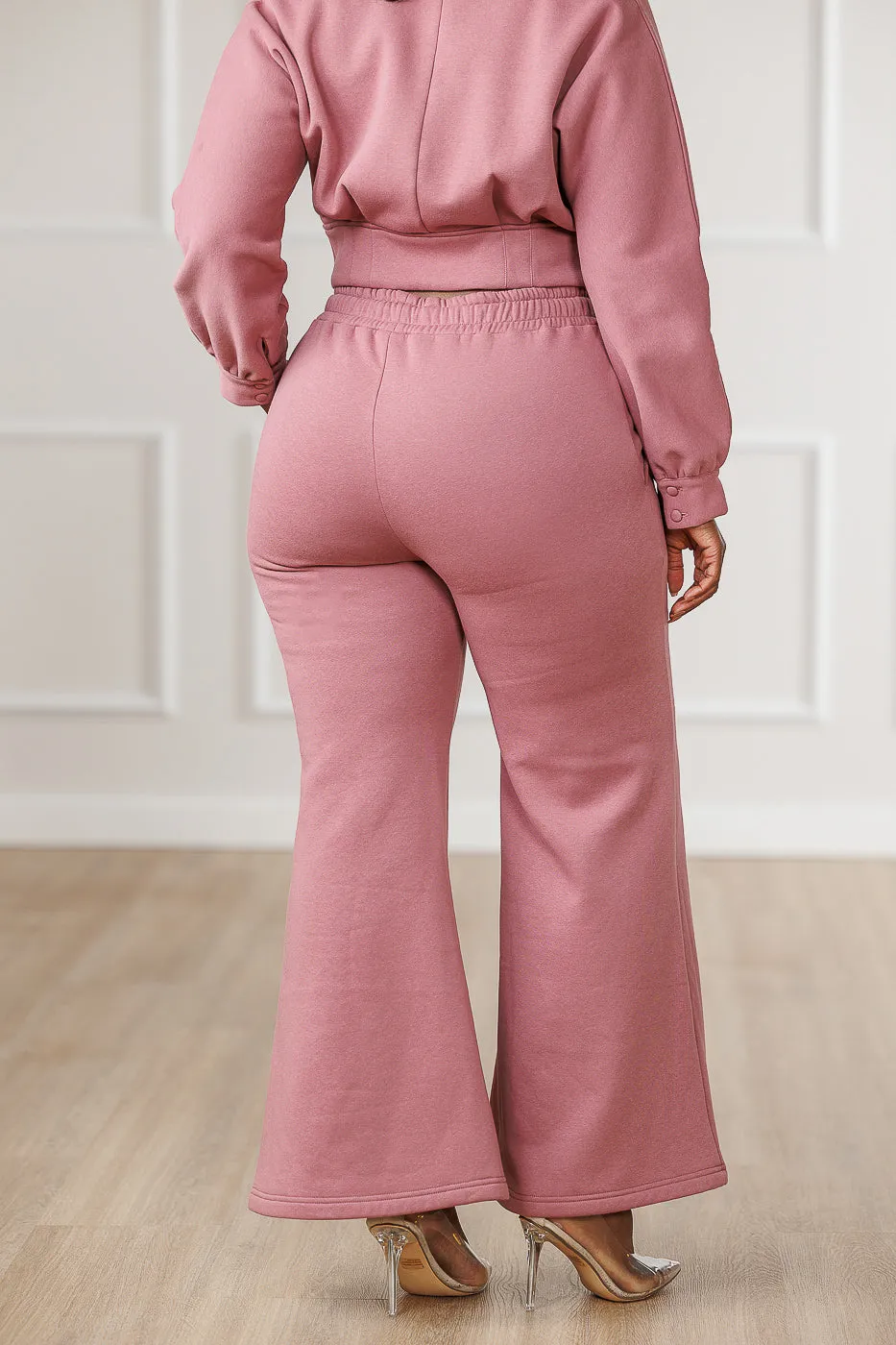 FINAL SALE - Quinnley Seamed Flare Pants - Old Rose