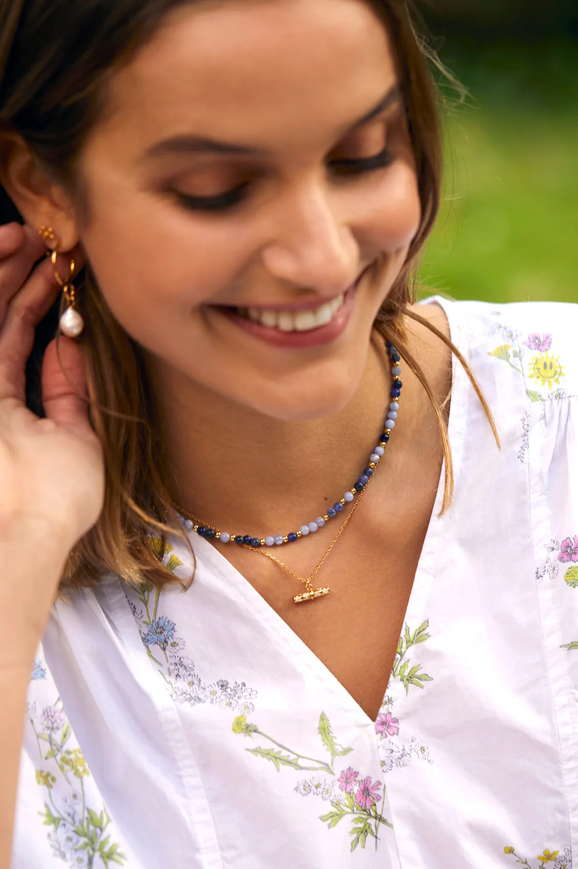 Floral T-Bar Necklace
