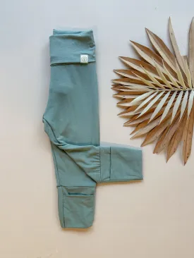 Fold-Over Footie Leggings | Baby & Toddler | Luxury Bamboo | Seafoam