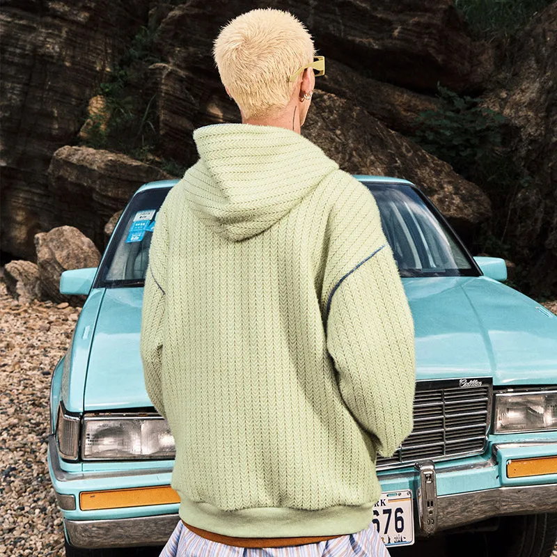 【GENANX2024NEW】Letter Logo embroidered hoodie with rotator cuff drop kangaroo pocket jacquard hoodie