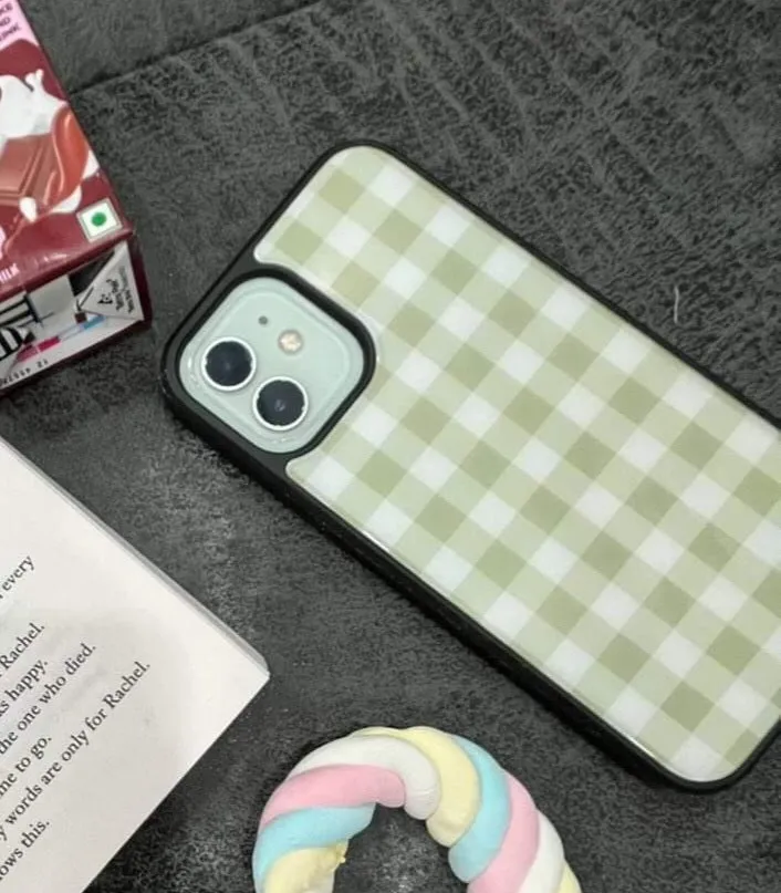 Green Plaid Glass Case