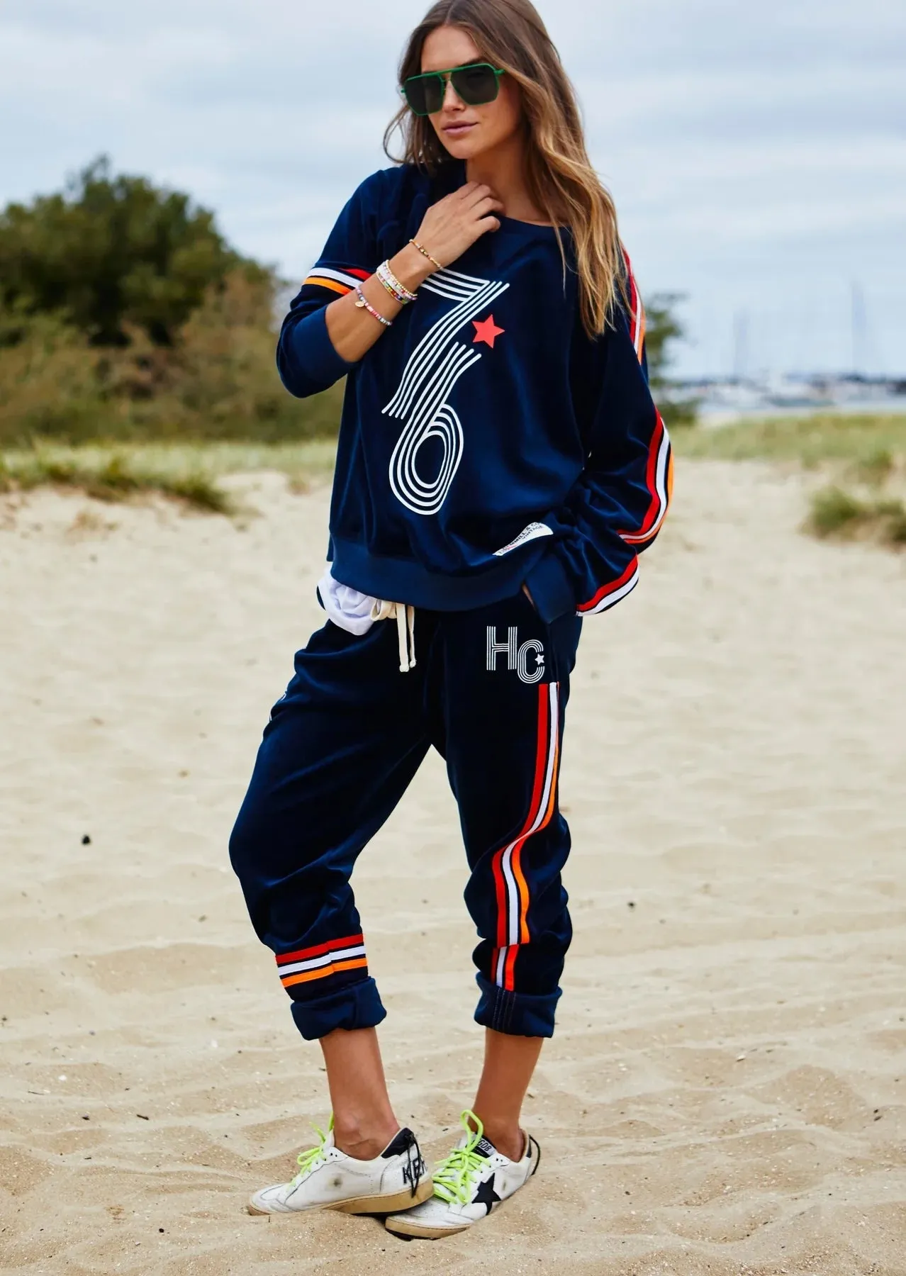 HAMMILL & Co Womens 76 Velour Sweat - Navy