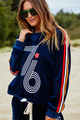 HAMMILL & Co Womens 76 Velour Sweat - Navy