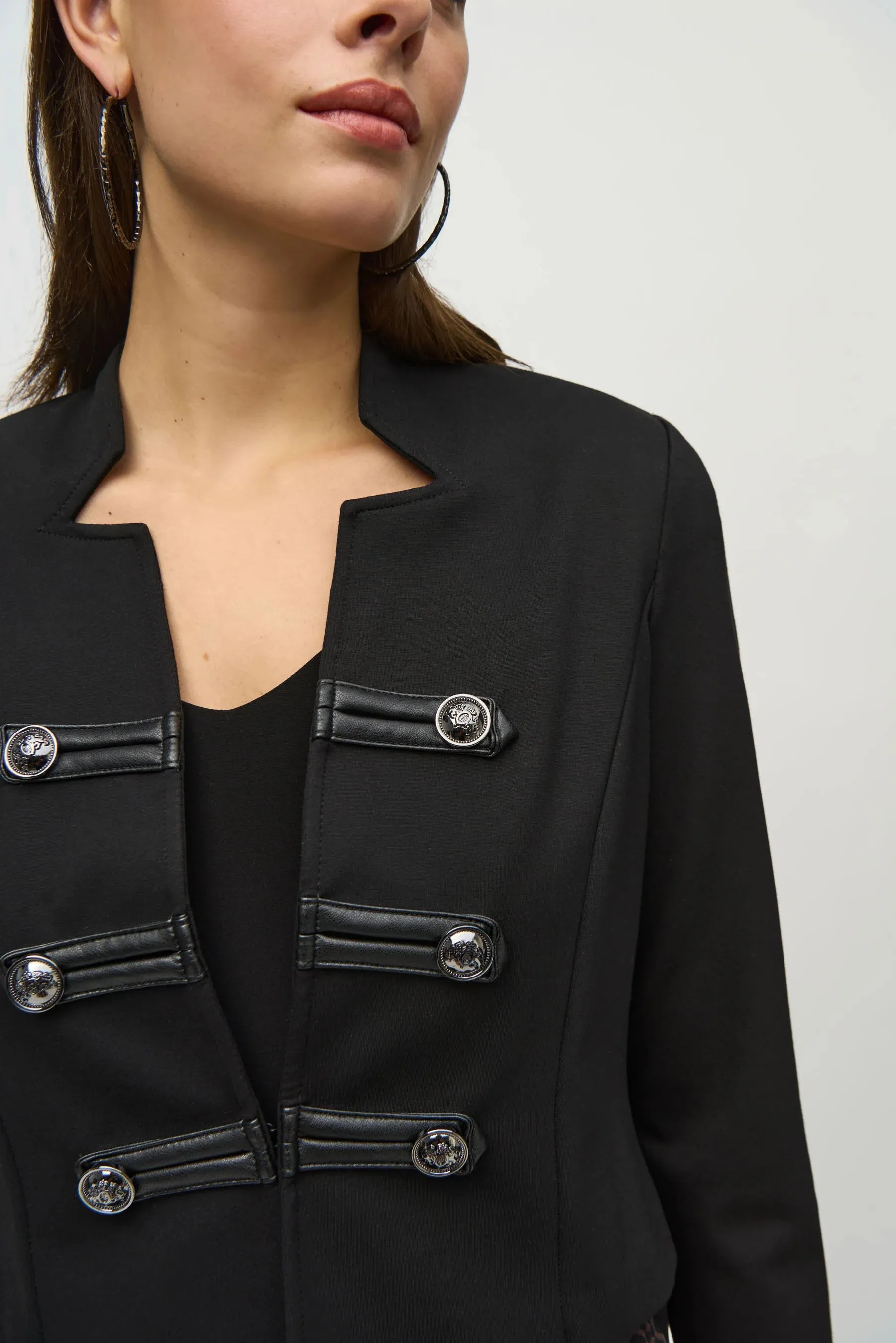 Heavy Knit Cropped Military Jacket