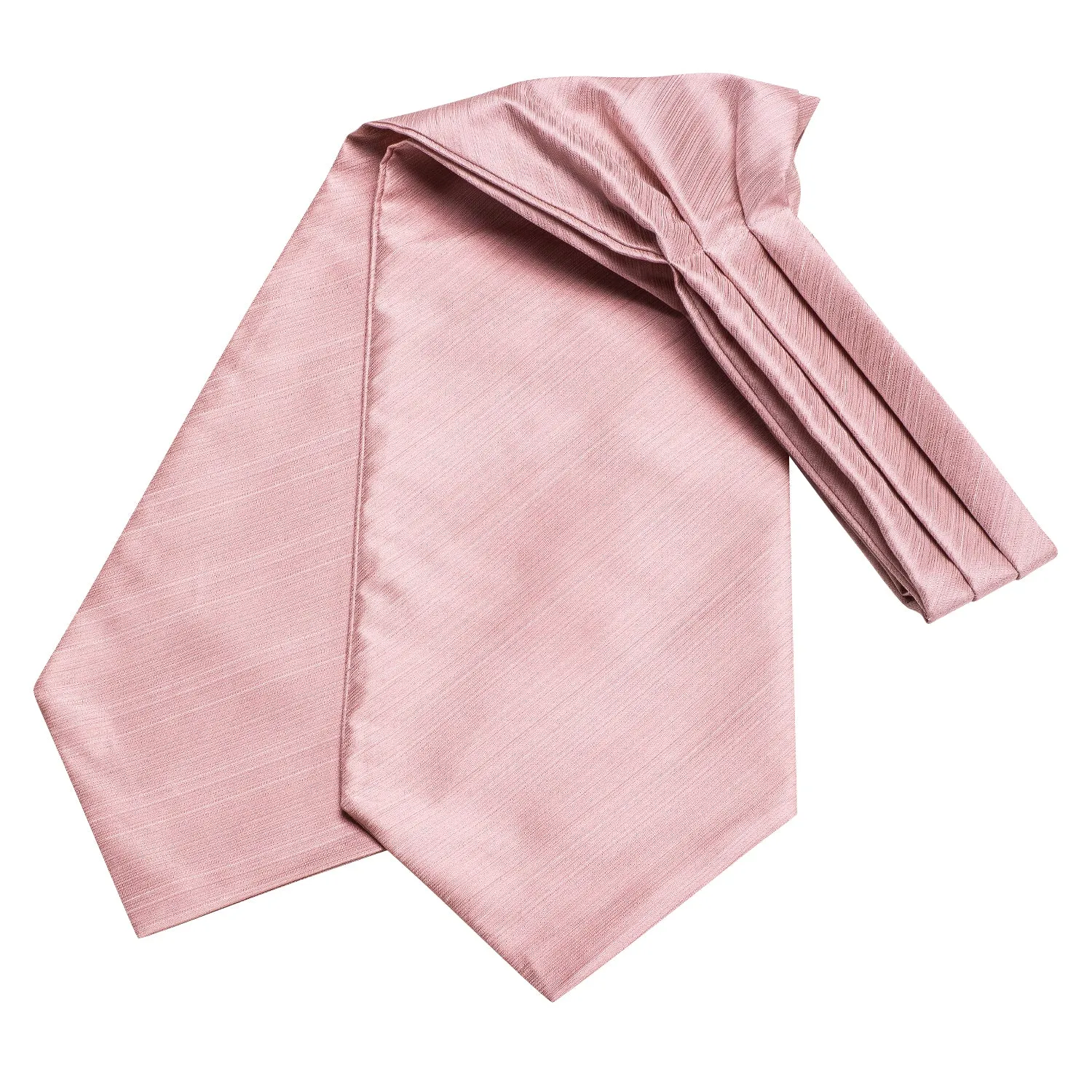 Hi-Tie Pink Neck Tie Solid Men's Ascot Tie Pocket Square Cufflinks Set